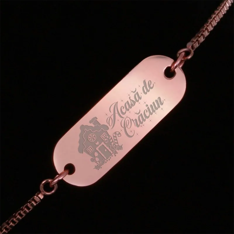 Bratara Gravata Rose Gold din Inox Oval Acasa de Craciun
