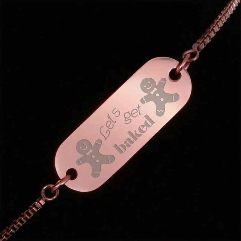 Bratara Gravata Rose Gold din Inox Oval Let's Get Baked