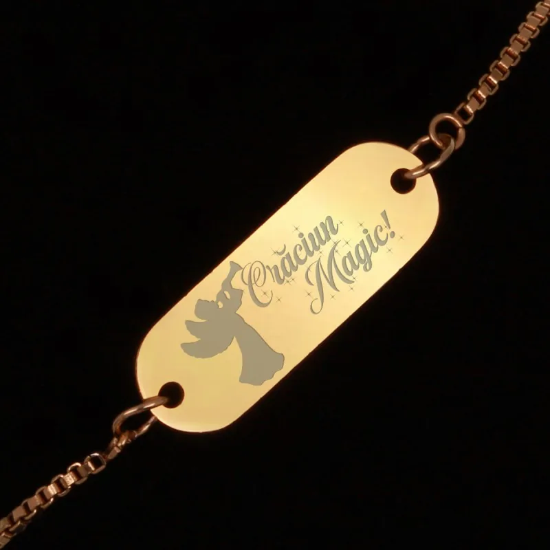 Bratara Gravata Aurie din Inox Oval Craciun Magic