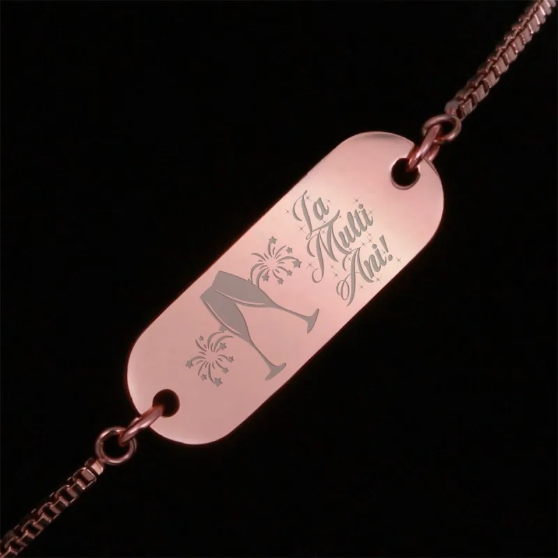 Bratara Gravata Rose Gold din Inox Oval La Multi Ani