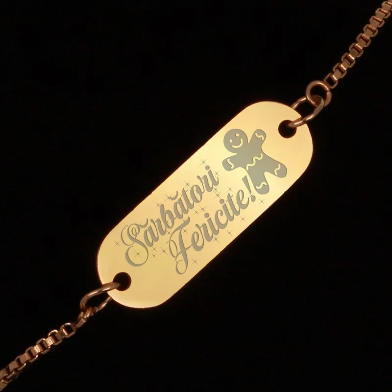 Bratara Gravata Aurie din Inox Oval Gingerbread
