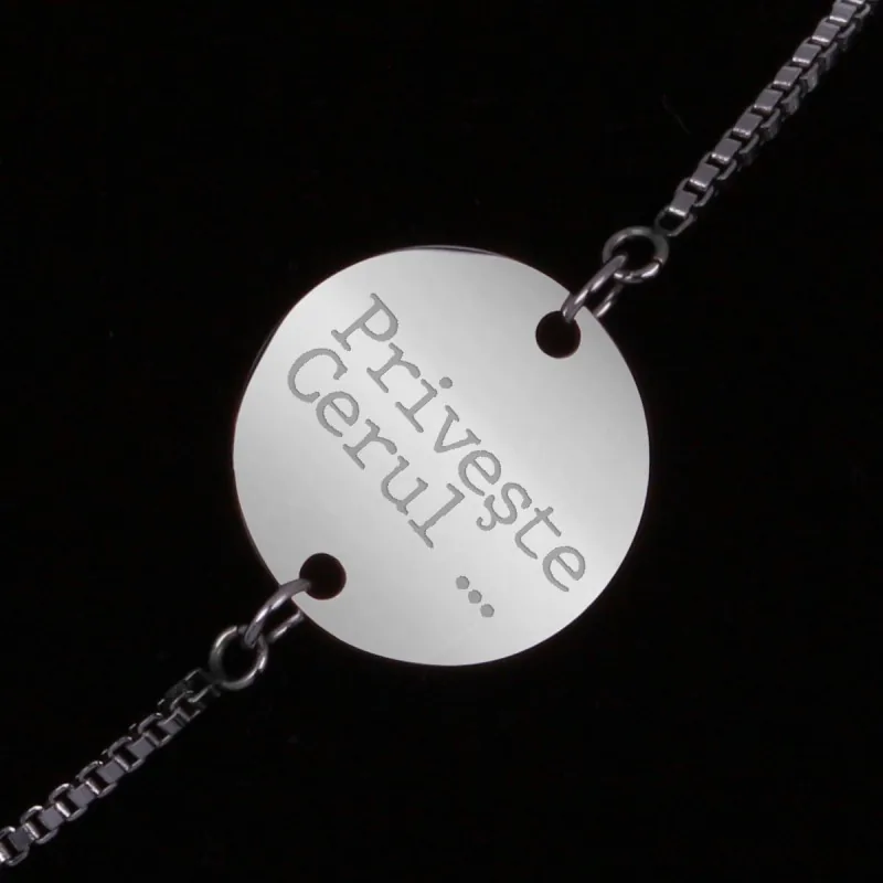 Bratara Gravata Argintie din Inox Rotund Priveste Cerul