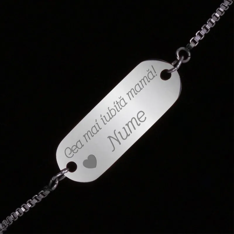Bratara Personalizata Gravata Argintie din Inox Mama Nume