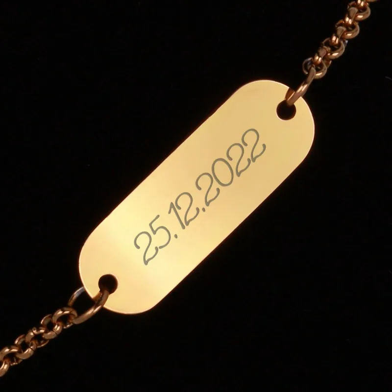 Bratara Personalizata Gravata Aurie din Inox Oval Data