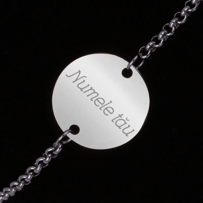 Bratara Personalizata Gravata Argintie din Inox Rotund Numele Tau
