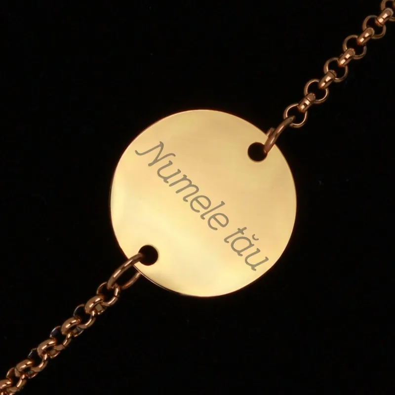 Bratara Personalizata Gravata Aurie din Inox Rotund Numele Tau