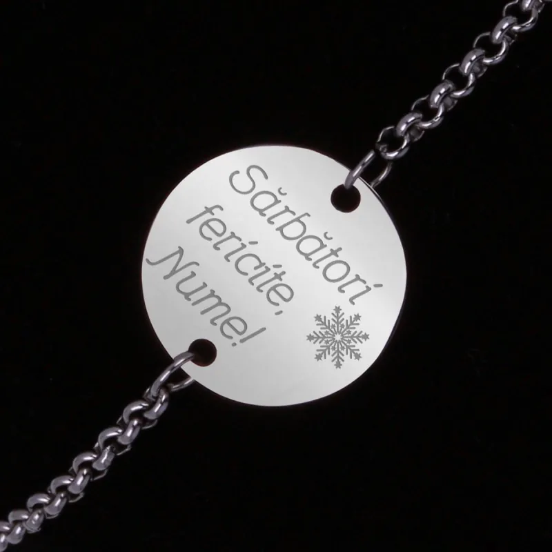 Bratara Personalizata Gravata Argintie din Inox Rotund Sarbatori Nume