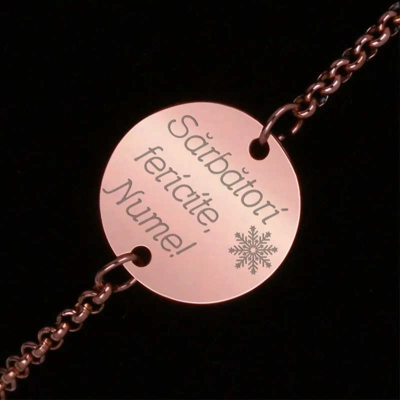 Bratara Personalizata Gravata Rose Gold din Inox Rotund Sarbatori Nume