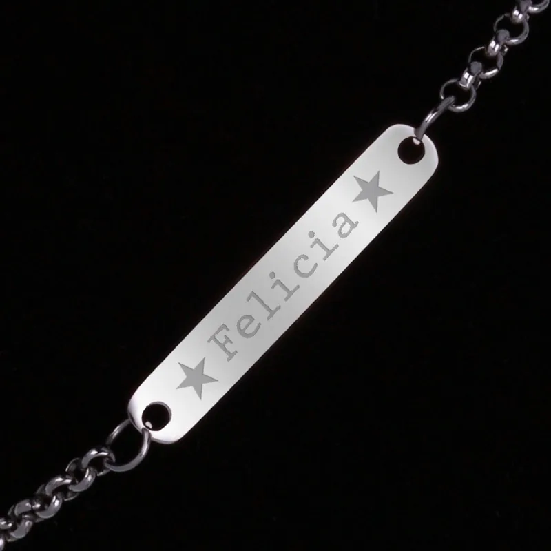 Bratara Gravata Argintie din Inox Placuta Nume Felicia