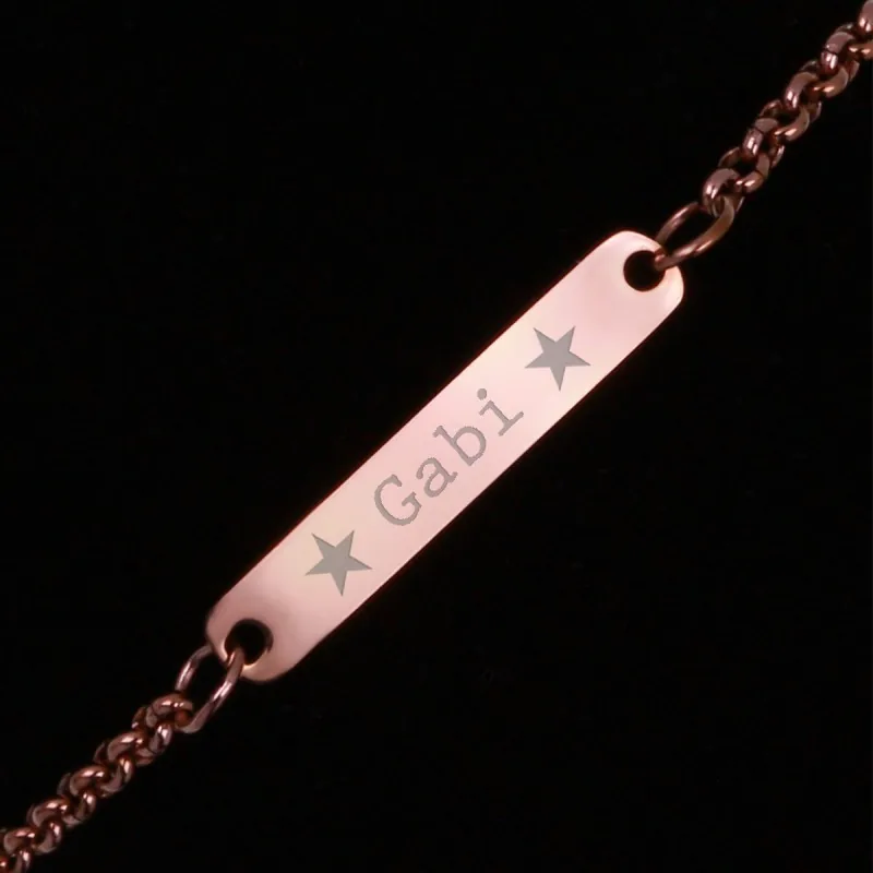 Bratara Gravata Rose Gold din Inox Placuta Nume Gabi
