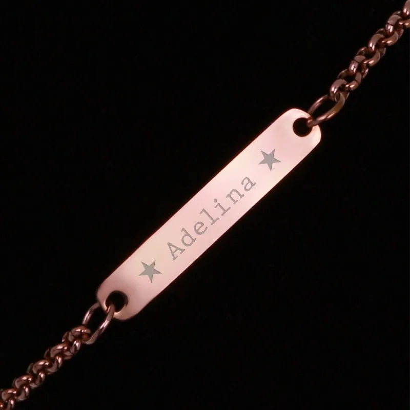 Bratara Gravata Rose Gold din Inox Placuta Nume Adelina