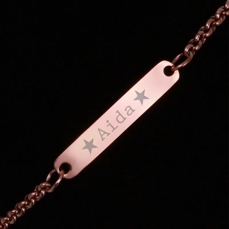 Bratara Gravata Rose Gold din Inox Placuta Nume Aida