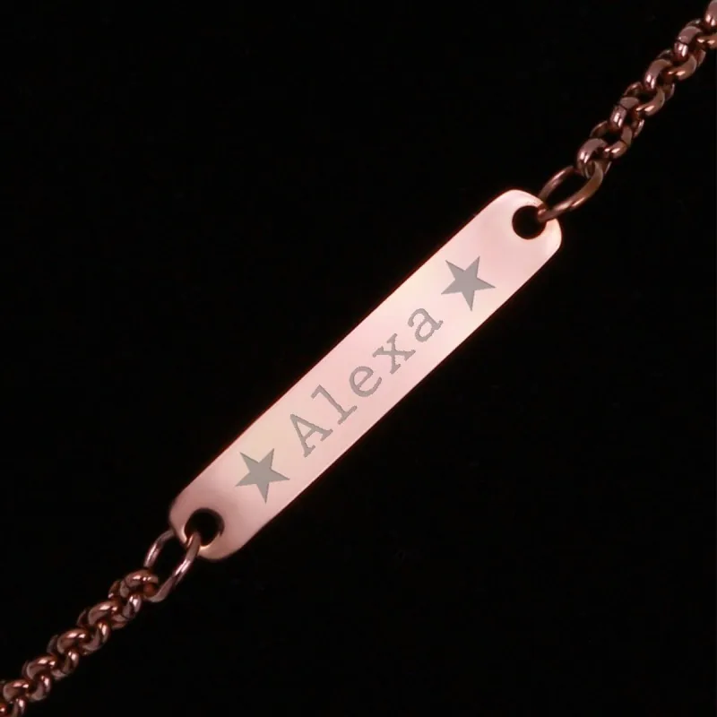 Bratara Gravata Rose Gold din Inox Placuta Nume Alexa