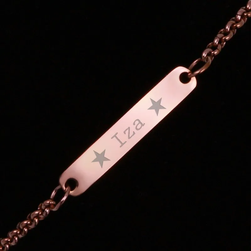Bratara Gravata Rose Gold din Inox Placuta Nume Iza