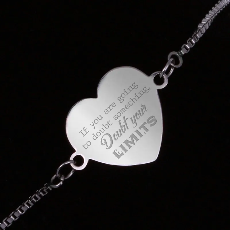 Bratara Gravata Argintie din Inox Inima Doubt your Limits