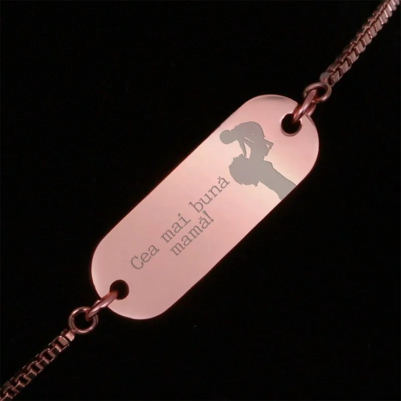 Bratara Gravata Rose Gold din Inox Oval Cea mai buna Mama