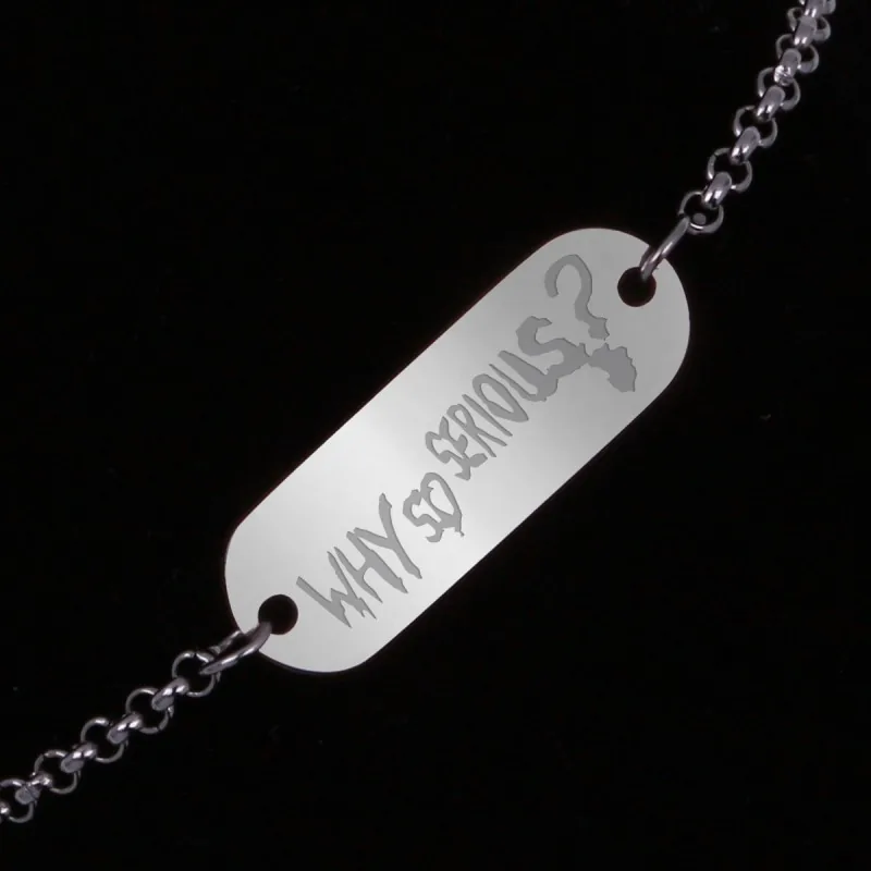 Bratara Gravata Argintie din Inox Oval Why so Serious