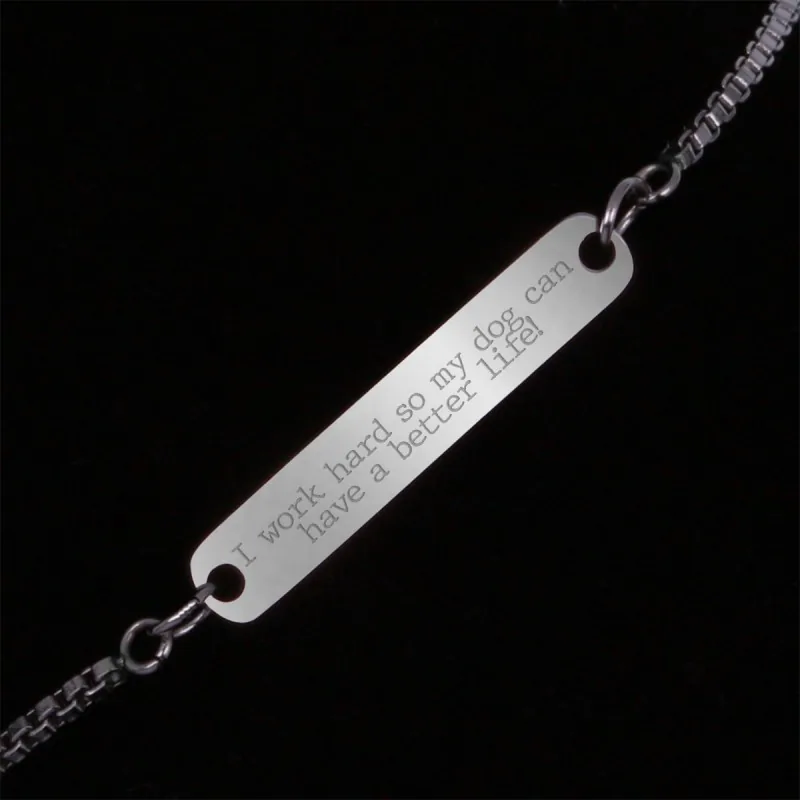 Bratara Gravata Argintie din Inox Placuta Work for my Dog