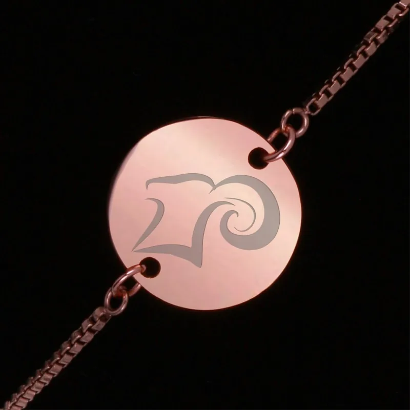 Bratara Gravata Rose Gold din Inox Rotund Zodiac Berbec