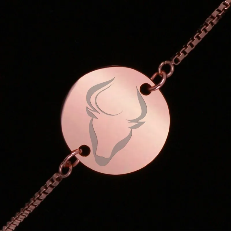 Bratara Gravata Rose Gold din Inox Rotund Zodiac Taur