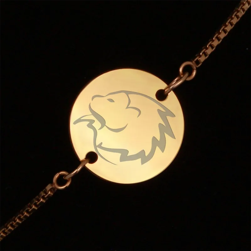 Bratara Gravata Aurie din Inox Rotund Zodiac Leu