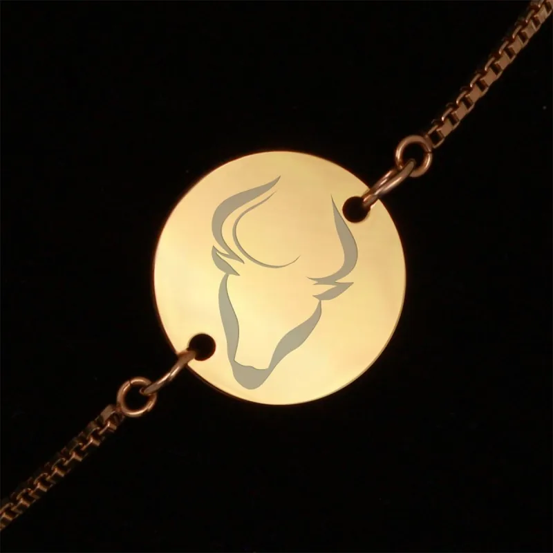 Bratara Gravata Aurie din Inox Rotund Zodiac Taur