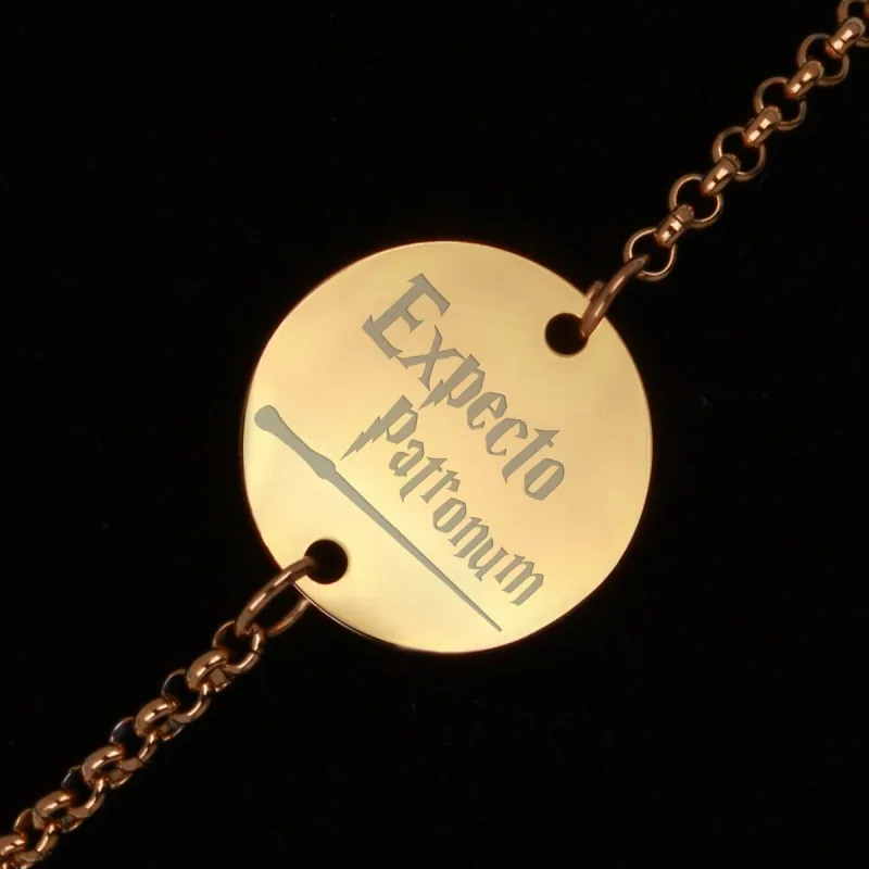 Bratara Gravata Aurie din Inox Rotund Expecto Patronum
